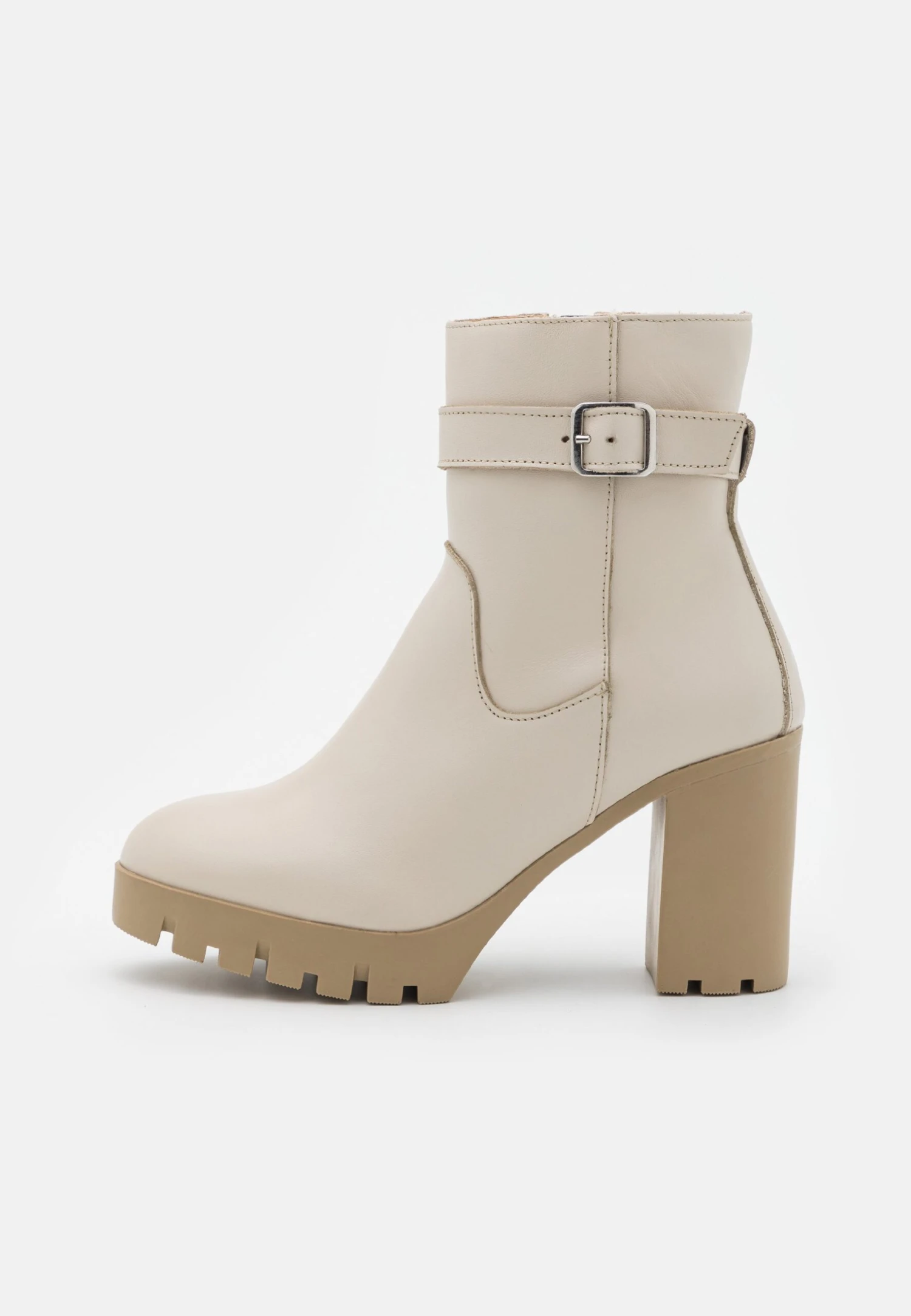 Leather - Botines Con Plataforma - Beige - Imagen 2