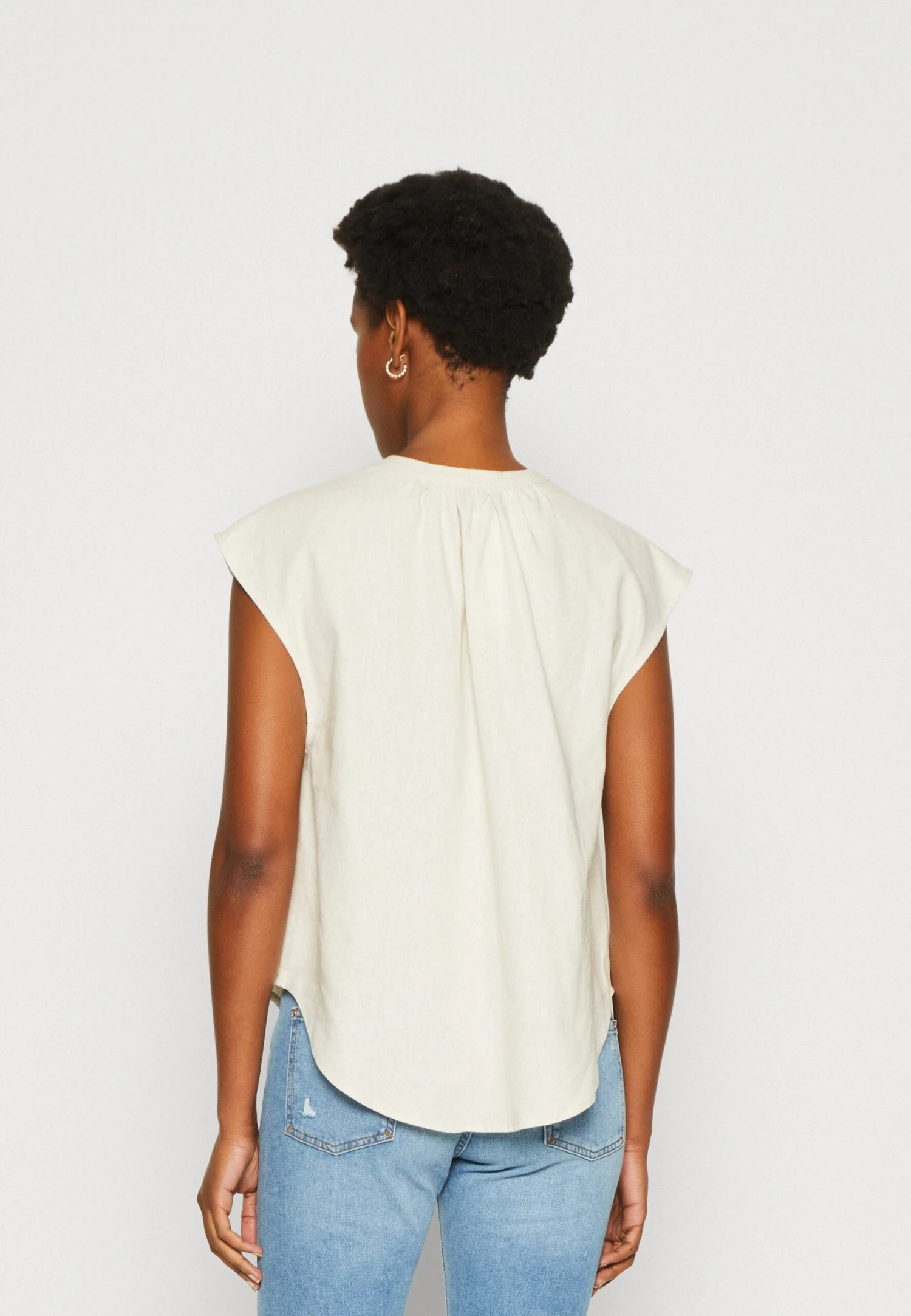 Anna Field Linen-Mix Shirt - Camiseta Estampada - Beige - Imagen 3