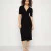 Center Front Knot Low Midi Dress - Vestido Informal - Black
