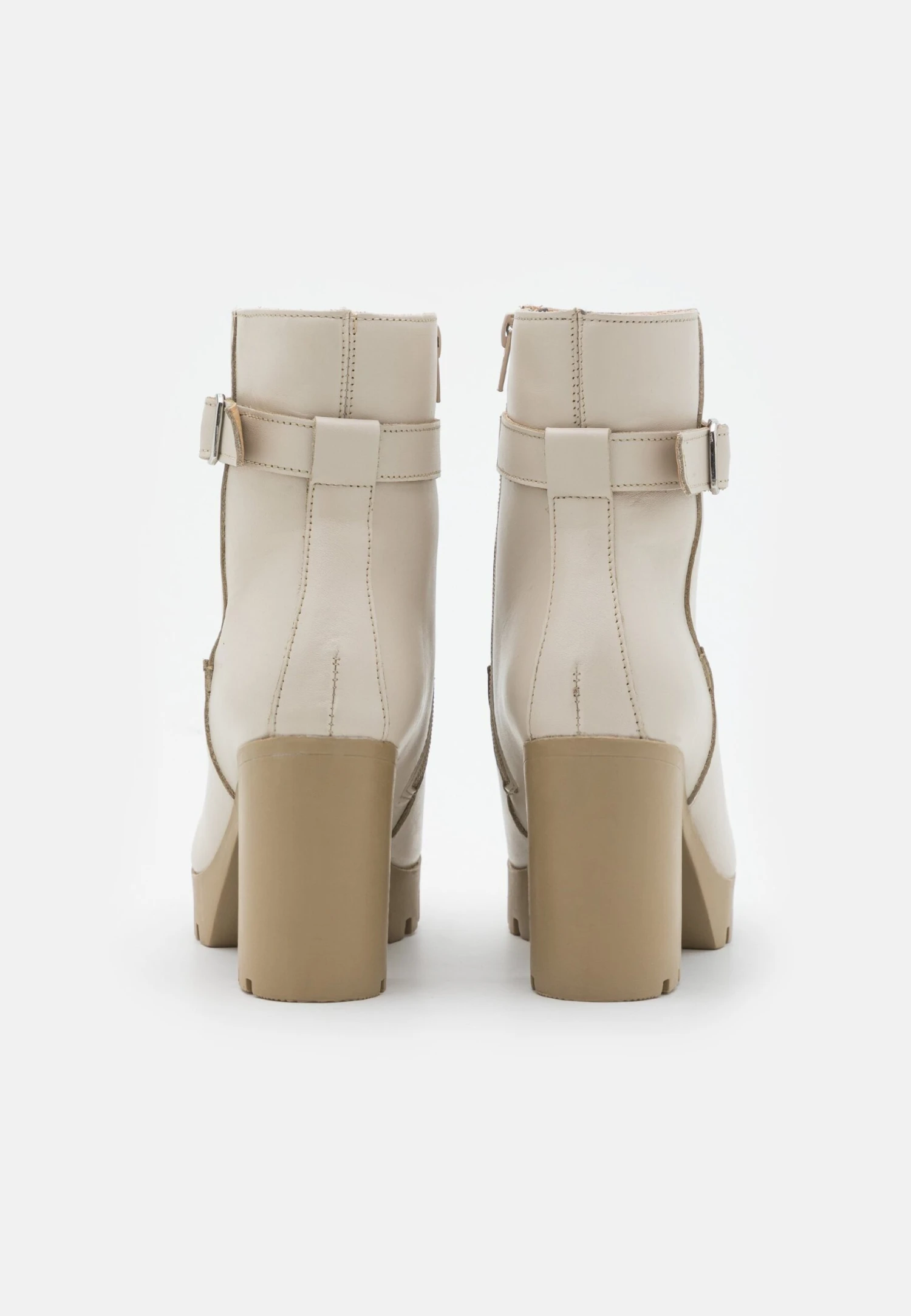 Leather - Botines Con Plataforma - Beige - Imagen 4