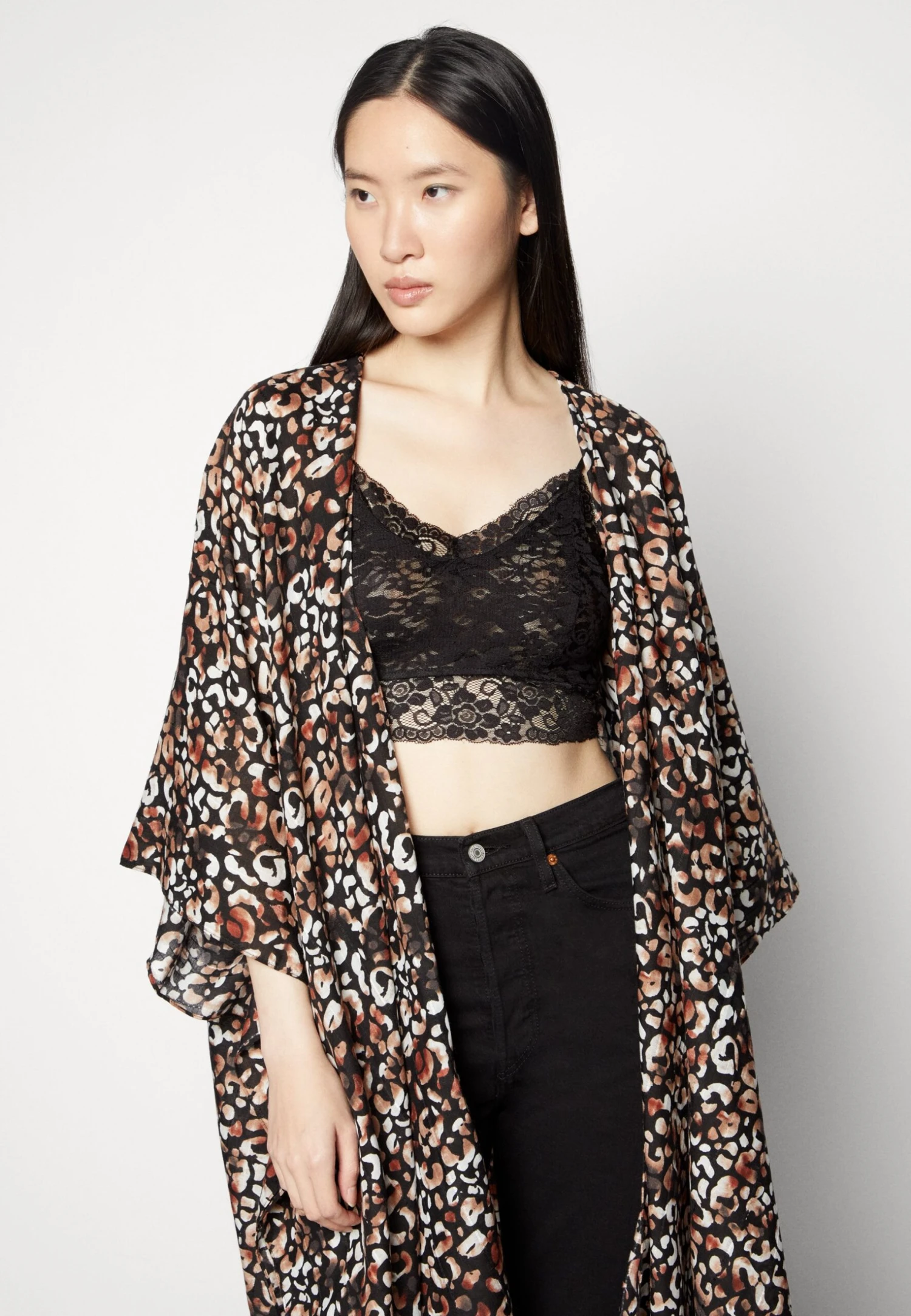 Anna Field Poncho - Brown/Black - Imagen 4