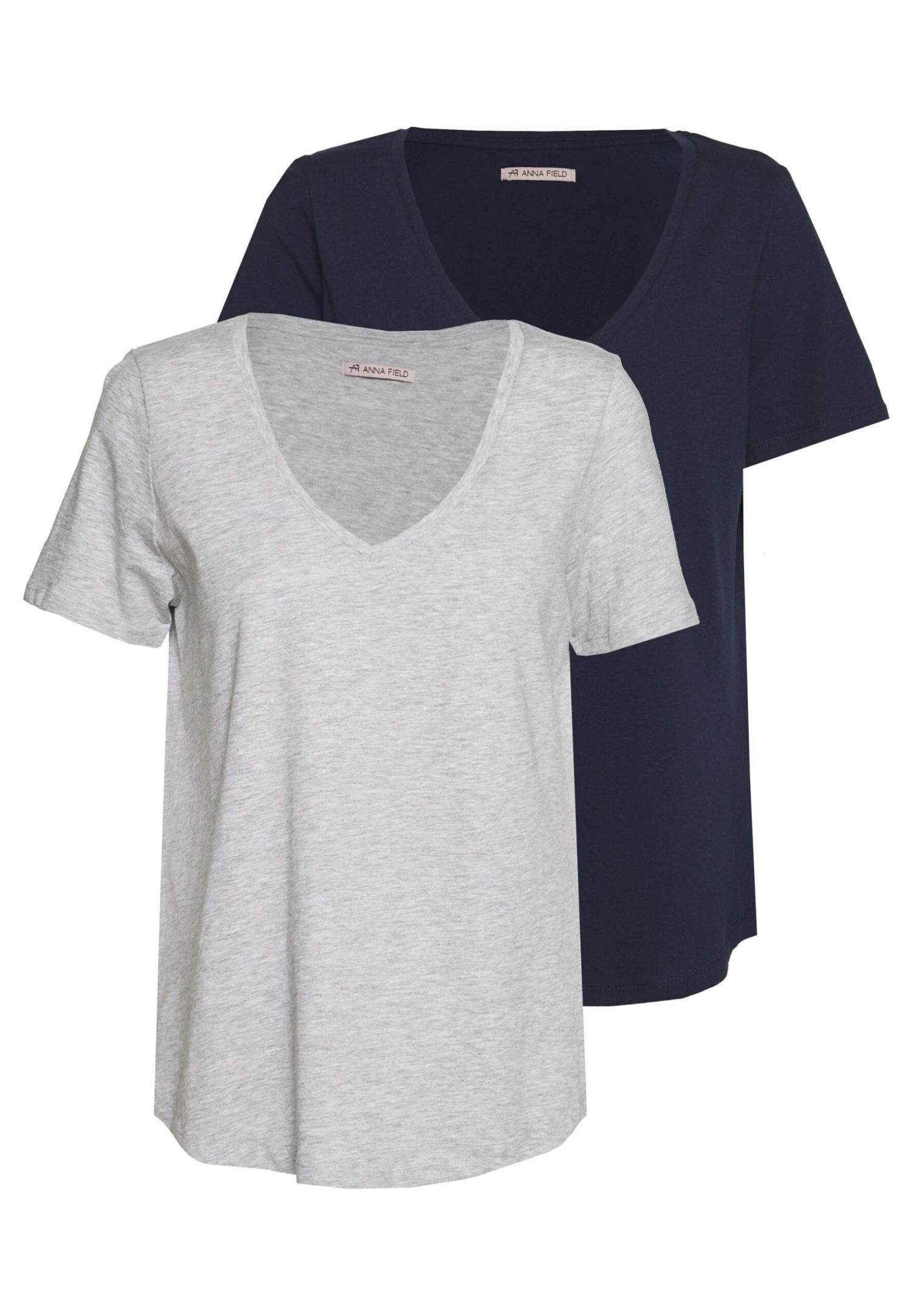 Anna Field Camiseta Básica - Mottled Light Grey/Blue