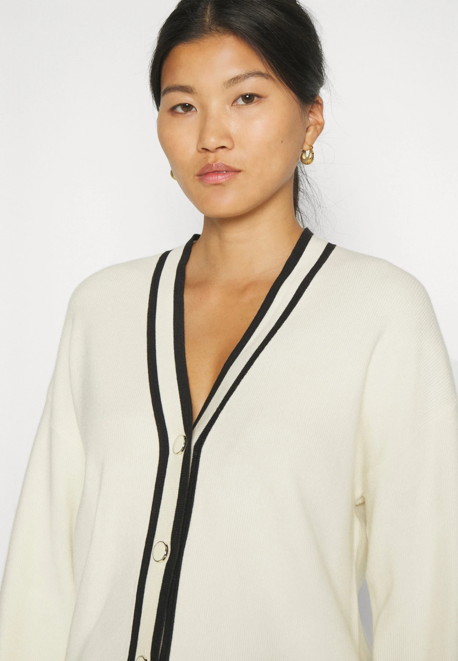 Anna Field Chaqueta De Punto - White/Black - Imagen 5