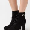 Botines Con Cordones - Black