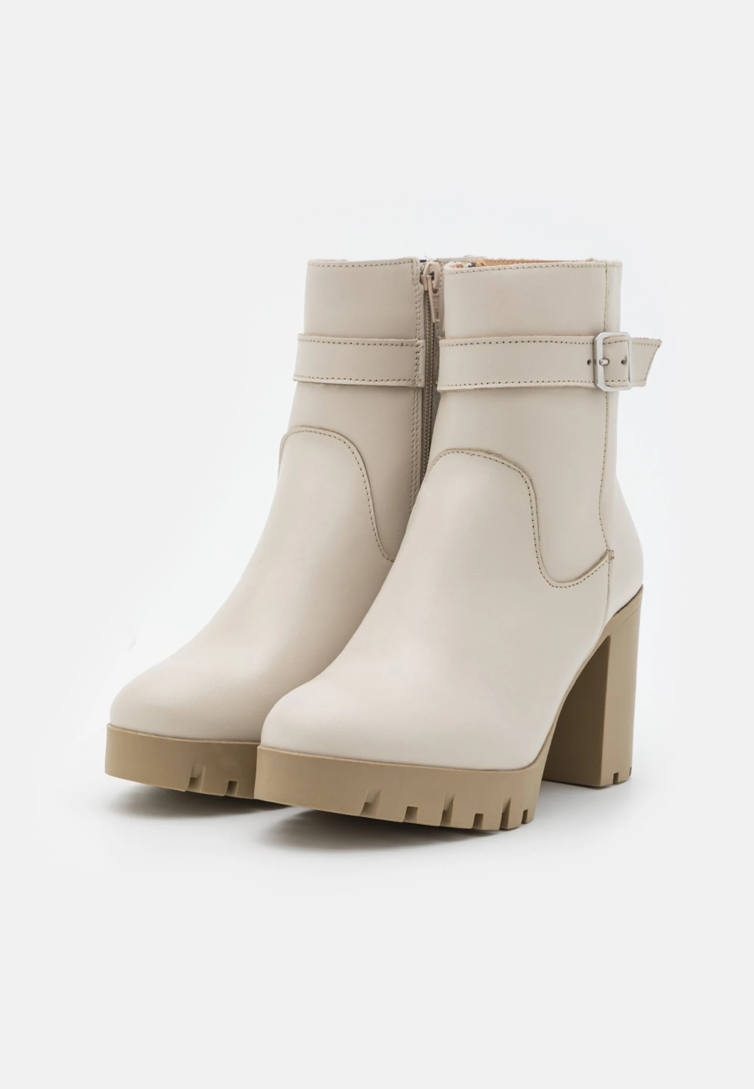 Leather - Botines Con Plataforma - Beige - Imagen 3