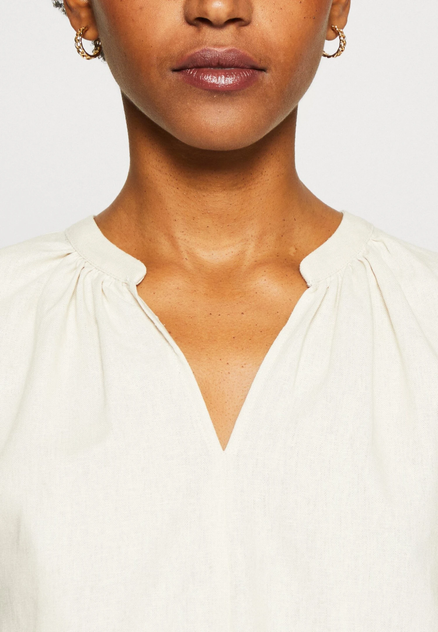 Anna Field Linen-Mix Shirt - Camiseta Estampada - Beige - Imagen 6