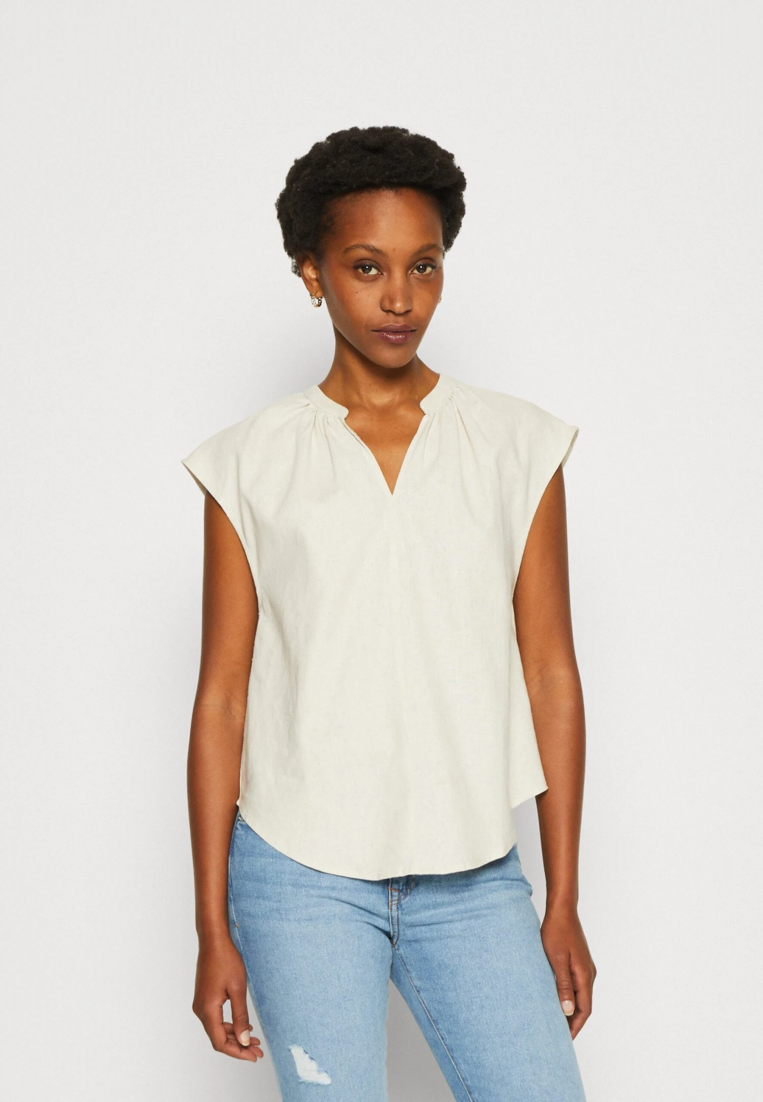 Anna Field Linen-Mix Shirt - Camiseta Estampada - Beige